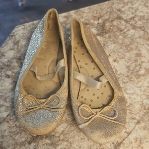 Glittery Gold and Silver Ballet Flats